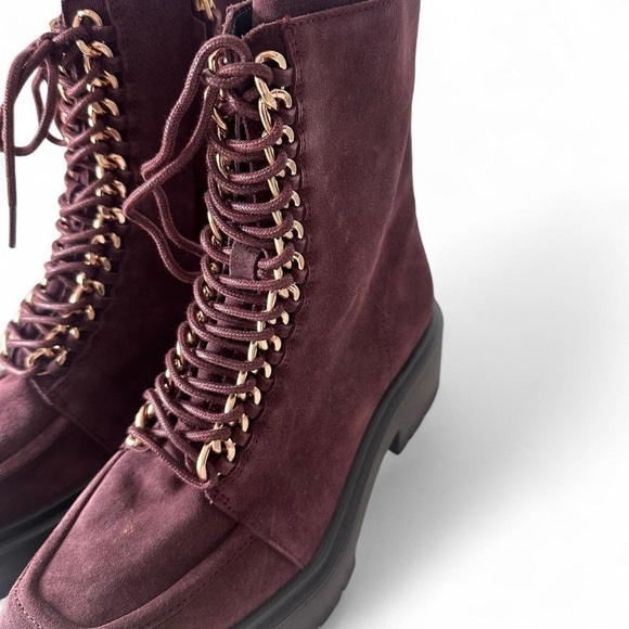 Sam Edelman Lovrin Burgundy Suede Platform Combat Boots 7 NWT - Picture 6 of 8